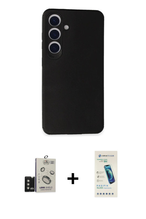 ieg™ Galaxy S24 Kılıf Doruk Asil Koleksiyonu - Şeffaf Pasifik Cam Ekran Koruyucu + Titanyum Gri Bilv