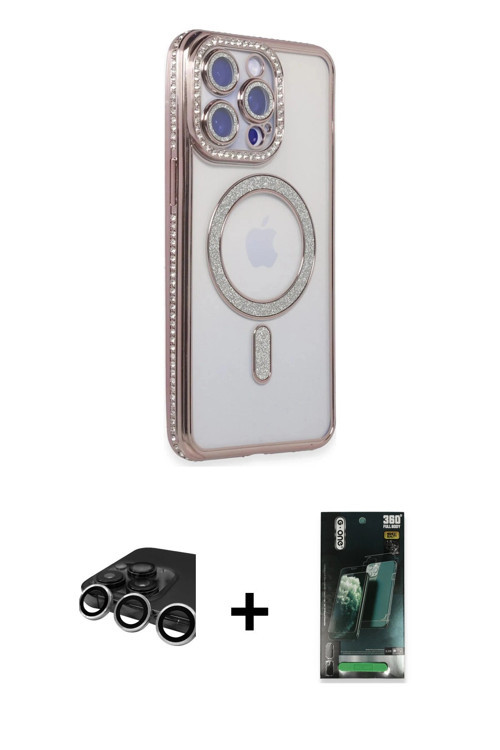 ieg™ iPhone 15 Pro Max Kılıf Zirve Doku Prime - Siyah 360 Mat Full Body Arka Koruyucu + Gümüş Raze M