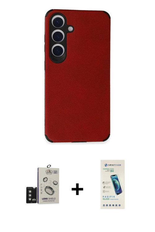 ieg™ Galaxy S24 Kılıf Doruk Asil Koleksiyonu - Şeffaf Pasifik Cam Ekran Koruyucu + Titanyum Gri Bilv