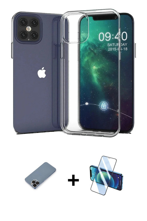 ieg™ iPhone 12 Pro Max Kılıf Zirve Doku - Siyah 3D Antistatik Seramik Nano Ekran Koruyucu + Siyah Me
