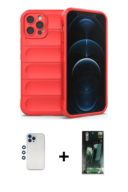 ieg™ iPhone 12 Pro Kılıf Atlas Koleksiyonu - Şeffaf 360 Full Body Arka Koruyucu + Mavi Shine Kamera