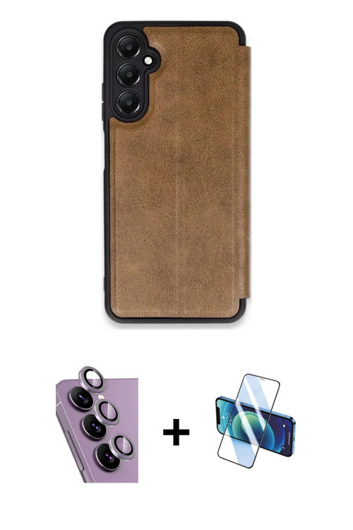 ieg™ Galaxy S24 FE Kılıf Zirve Yansıma Serisi - Siyah 3D Antistatik Cam Ekran Koruyucu + Mor Raze Me