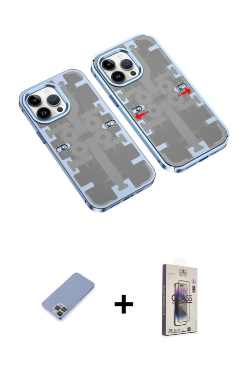 ieg™ iPhone 13 Pro Max Kılıf Ufuk Doku Prime - Siyah Bilvis 3D Cam Ekran Koruyucu + Koyu Yeşil Metal