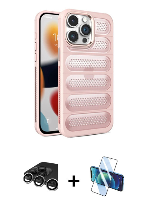 ieg™ iPhone 15 Pro Kılıf Yadigar Doku Özel Seri - Siyah 3D Antistatik Seramik Nano Ekran Koruyucu +