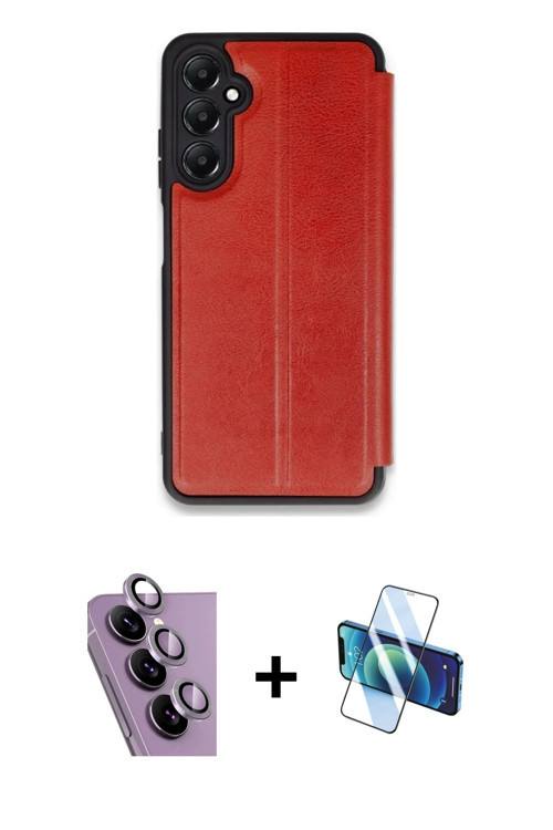 ieg™ Galaxy S24 FE Kılıf Zirve Yansıma Serisi - Siyah 3D Antistatik Cam Ekran Koruyucu + Mor Raze Me
