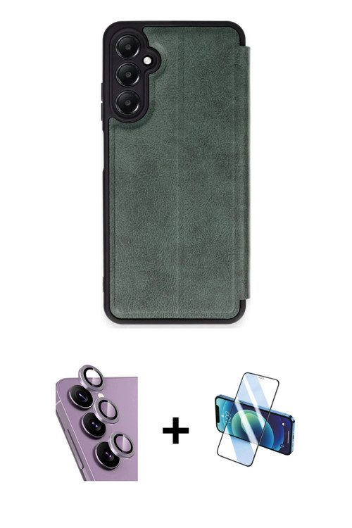 ieg™ Galaxy S24 FE Kılıf Zirve Yansıma Serisi - Siyah 3D Antistatik Cam Ekran Koruyucu + Mor Raze Me
