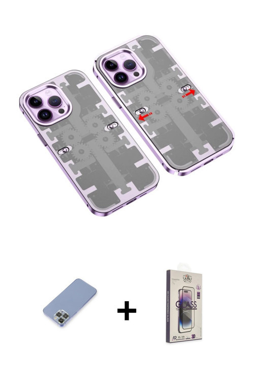 ieg™ iPhone 13 Pro Max Kılıf Ufuk Doku Prime - Siyah Bilvis 3D Cam Ekran Koruyucu + Koyu Yeşil Metal