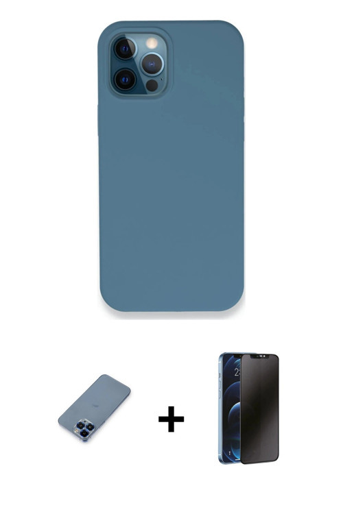 ieg™ iPhone 12 Pro Kılıf Zirve Modern Özel Seri - Siyah 3D Antistatik Hayalet Cam Ekran Koruyucu + M