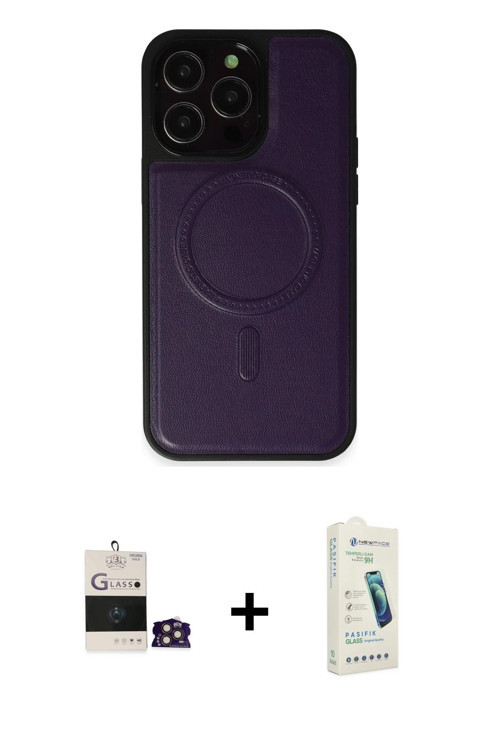 ieg™ iPhone 14 Pro Max Kılıf Zirve Işık Serisi - Şeffaf Pasifik Cam Ekran Koruyucu + Gold Bilvis Tit