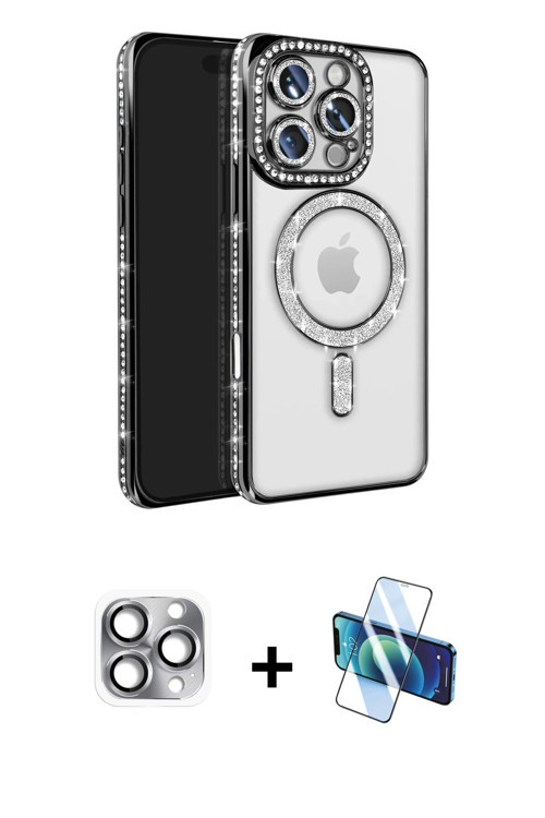 ieg™ iPhone 16 Pro Max Kılıf Zirve Doku Prime - Siyah 3D Antistatik Seramik Nano Ekran Koruyucu + Gr