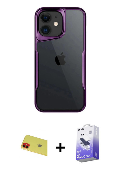 ieg™ iPhone 11 Kılıf Akış Çizgi Koleksiyonu - Siyah Bilvis 5in1 5D Magic Hayalet Cam Ekran Koruyucu