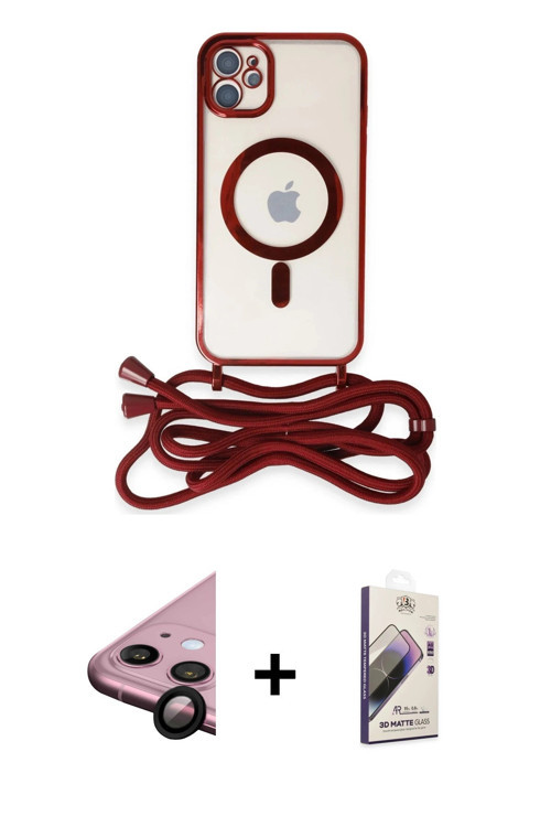 ieg™ iPhone 11 Kılıf Eksen Özel Seri - Siyah Bilvis 3D Mat Cam Ekran Koruyucu + Siyah Raze Metal Kam