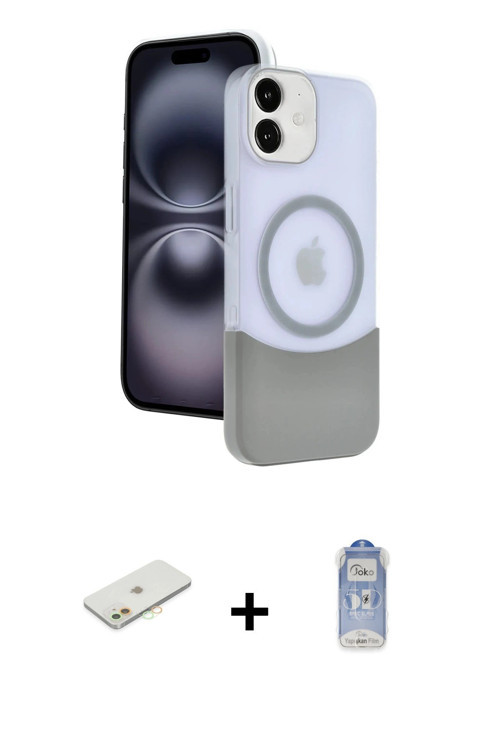 ieg™ iPhone 11 Kılıf Kozmos Form Özel Seri - Siyah Joko Magic 5D Cam + Turuncu Renkli Kamera Lens Ko