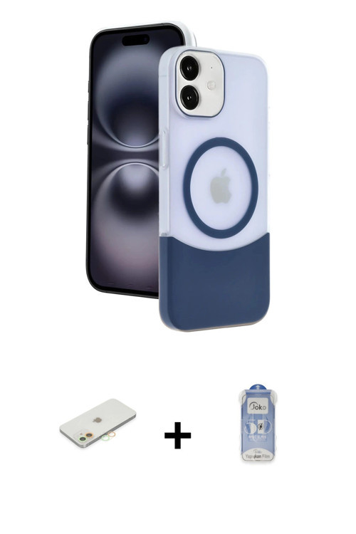 ieg™ iPhone 11 Kılıf Kozmos Form Özel Seri - Siyah Joko Magic 5D Cam + Turuncu Renkli Kamera Lens Ko