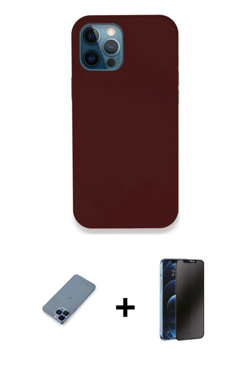 ieg™ iPhone 12 Pro Kılıf Zirve Modern Özel Seri - Siyah 3D Antistatik Hayalet Cam Ekran Koruyucu + M