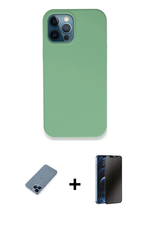 ieg™ iPhone 12 Pro Kılıf Zirve Modern Özel Seri - Siyah 3D Antistatik Hayalet Cam Ekran Koruyucu + M