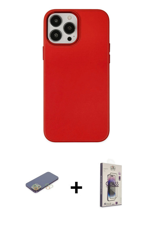 ieg™ iPhone 13 Pro Max Kılıf Çekirdek Çizgi - Siyah Bilvis 3D Cam Ekran Koruyucu + Sarı Renkli Kamer