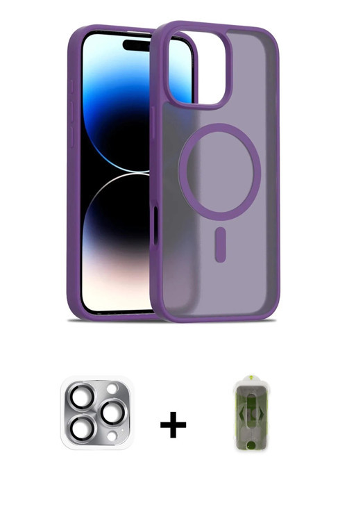 ieg™ iPhone 16 Pro Max Kılıf Siluet Minimal Prime - Siyah Joko Magic 5D Hayalet Cam + Gri Pers Alümi