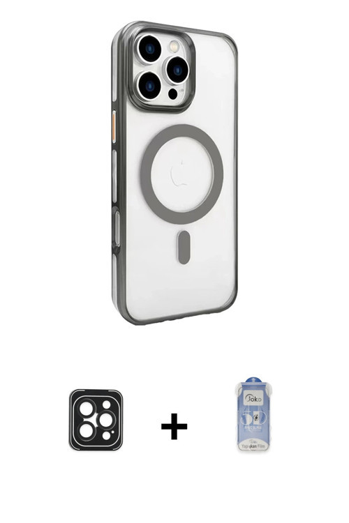 ieg™ iPhone 16 Pro Max Kılıf Doruk Doku Özel Seri - Siyah Joko Magic 5D Cam + Siyah PVD Metal Kamera
