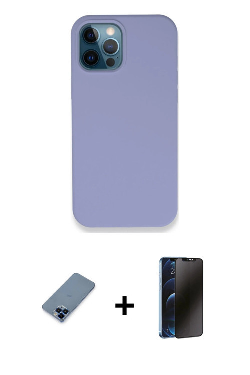 ieg™ iPhone 12 Pro Kılıf Zirve Modern Özel Seri - Siyah 3D Antistatik Hayalet Cam Ekran Koruyucu + M