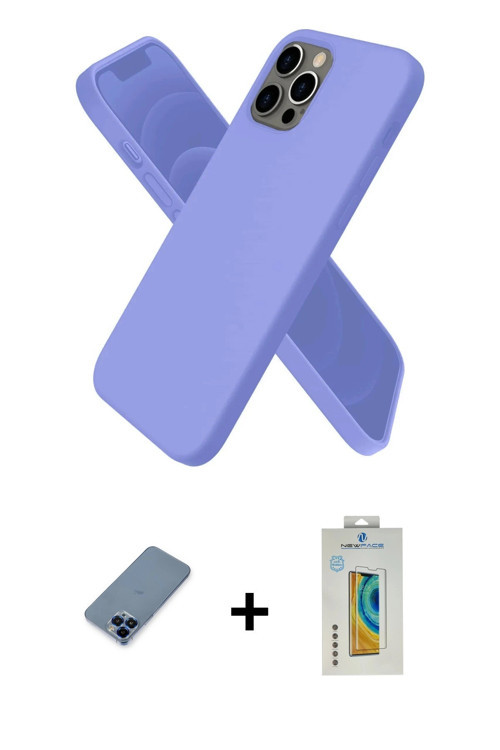 ieg™ iPhone 12 Pro Kılıf Kozmos Yansıma Özel Seri - Siyah Polymer Nano Ekran Koruyucu + Mavi Metal K