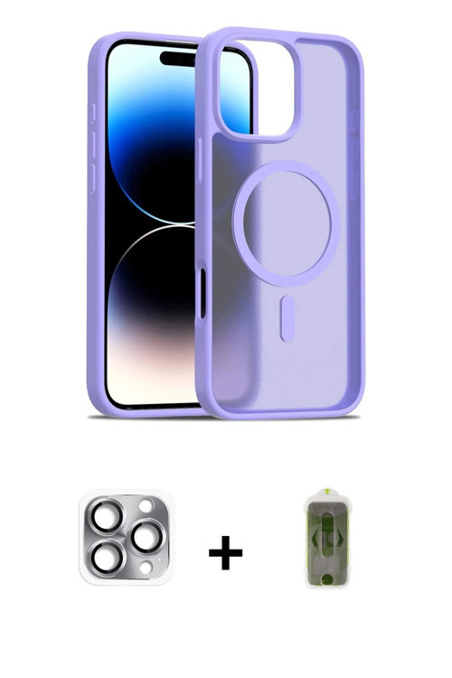 ieg™ iPhone 16 Pro Max Kılıf Siluet Minimal Prime - Siyah Joko Magic 5D Hayalet Cam + Gri Pers Alümi