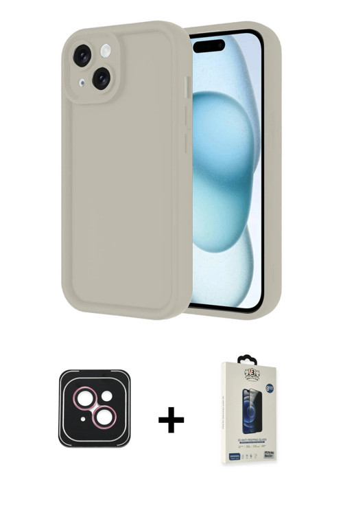 ieg™ iPhone 14 Kılıf Yankı Yansıma Özel Seri - Siyah Bilvis Hayalet Cam Ekran Koruyucu + Pembe PVD M