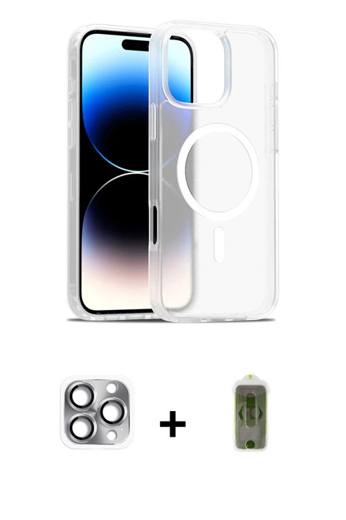 ieg™ iPhone 16 Pro Max Kılıf Siluet Minimal Prime - Siyah Joko Magic 5D Hayalet Cam + Gri Pers Alümi