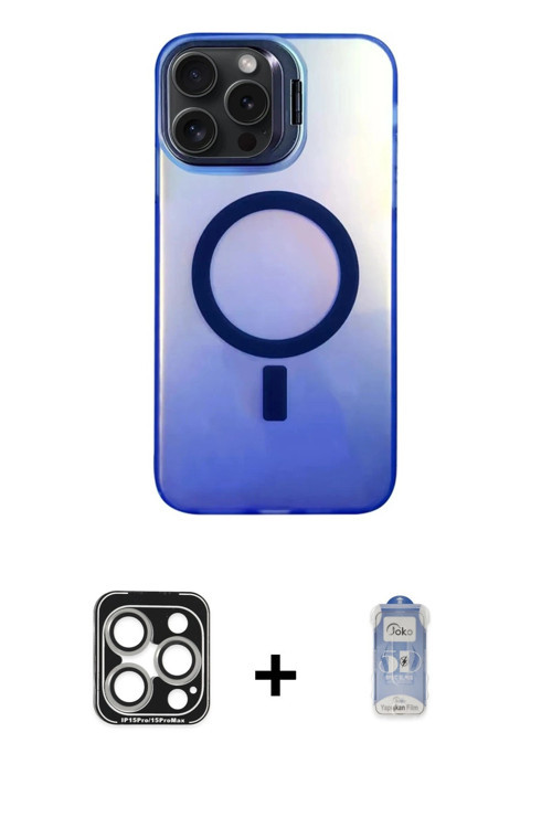 ieg™ iPhone 15 Pro Max Kılıf Doruk Klasik Prime - Siyah Joko Magic 5D Cam + Gümüş PVD Metal Kamera L