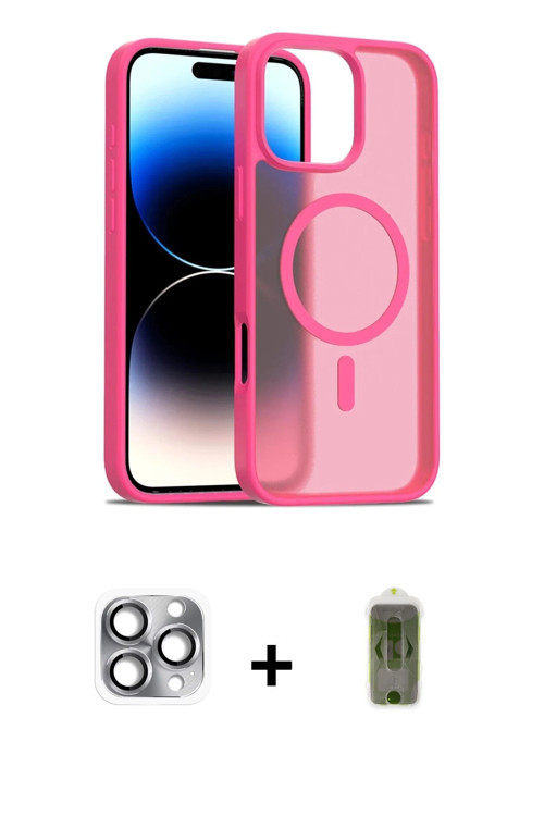 ieg™ iPhone 16 Pro Max Kılıf Siluet Minimal Prime - Siyah Joko Magic 5D Hayalet Cam + Gri Pers Alümi