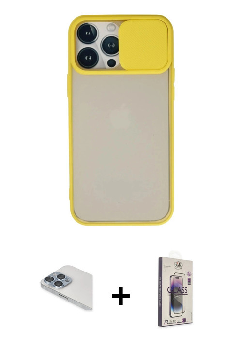 ieg™ iPhone 13 Pro Max Kılıf Vadi Çizgi - Siyah Bilvis 3D Cam Ekran Koruyucu + Sierra Blue Pers Alüm