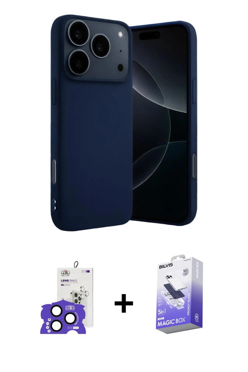 ieg™ iPhone 17 Pro Max Kılıf Ahenk Serisi - Siyah Bilvis 5in1 5D Magic Hayalet Cam Ekran Koruyucu +