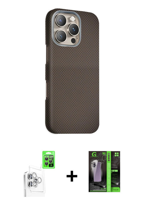 ieg™ iPhone 16 Pro Kılıf Kozmos Klasik Prime - Şeffaf 360 Full Body Arka Koruyucu + Beyaz Raze Metal