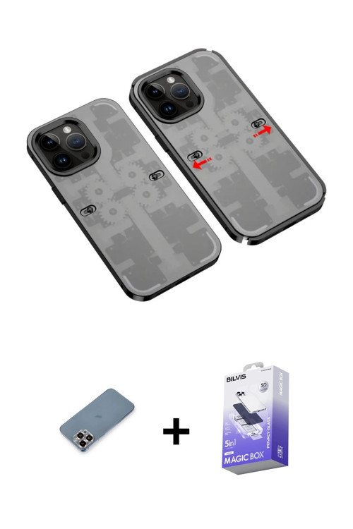 ieg™ iPhone 13 Pro Max Kılıf Ufuk Doku Prime - Siyah Bilvis 5in1 5D Magic Hayalet Cam Ekran Koruyucu