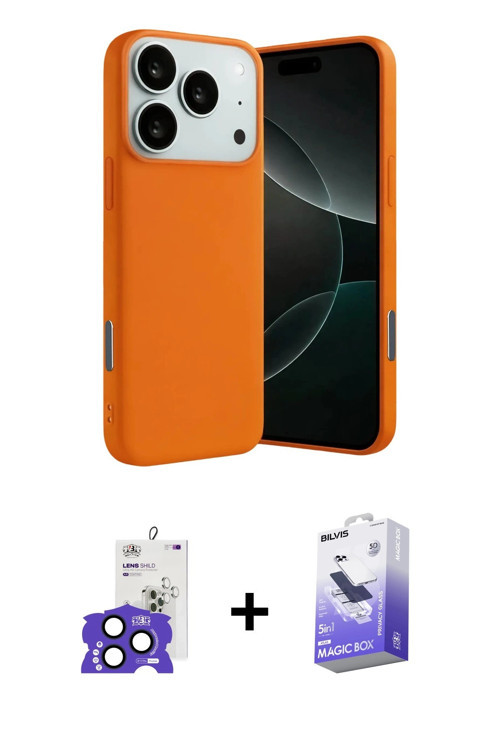 ieg™ iPhone 17 Pro Max Kılıf Ahenk Serisi - Siyah Bilvis 5in1 5D Magic Hayalet Cam Ekran Koruyucu +