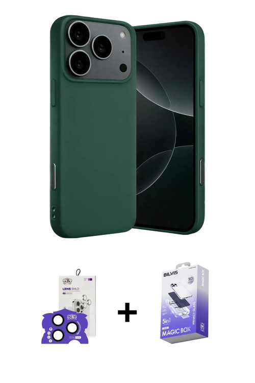ieg™ iPhone 17 Pro Max Kılıf Ahenk Serisi - Siyah Bilvis 5in1 5D Magic Hayalet Cam Ekran Koruyucu +