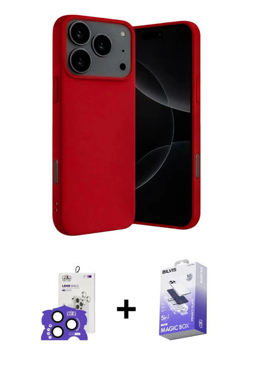 ieg™ iPhone 17 Pro Max Kılıf Ahenk Serisi - Siyah Bilvis 5in1 5D Magic Hayalet Cam Ekran Koruyucu +