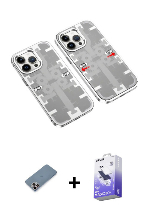 ieg™ iPhone 13 Pro Max Kılıf Ufuk Doku Prime - Siyah Bilvis 5in1 5D Magic Hayalet Cam Ekran Koruyucu