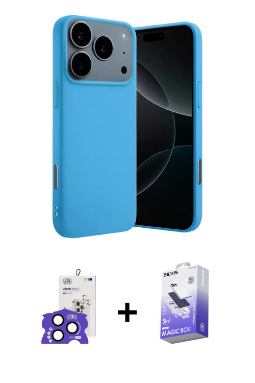 ieg™ iPhone 17 Pro Max Kılıf Ahenk Serisi - Siyah Bilvis 5in1 5D Magic Hayalet Cam Ekran Koruyucu +