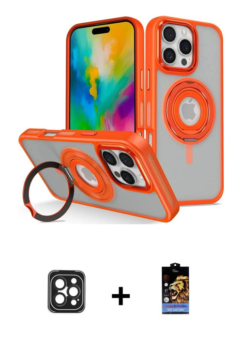 ieg™ iPhone 16 Pro Max Kılıf Nova Minimal Serisi - Siyah Buffer Hayalet Cam Ekran Koruyucu + Siyah P