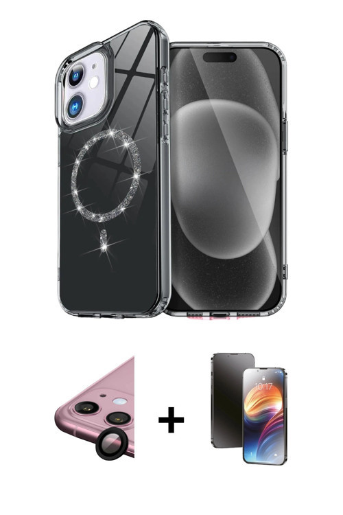 ieg™ iPhone 11 Kılıf Kıvılcım Form Prime - Siyah 3D Antistatik Mat Seramik Nano Ekran Koruyucu + Siy