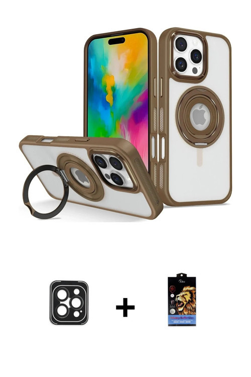 ieg™ iPhone 16 Pro Max Kılıf Nova Minimal Serisi - Siyah Buffer Hayalet Cam Ekran Koruyucu + Siyah P