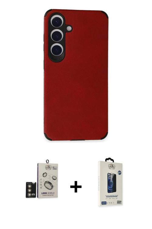 ieg™ Galaxy S24 Kılıf Doruk Asil Koleksiyonu - Siyah Bilvis Hayalet Cam Ekran Koruyucu + Gold Bilvis