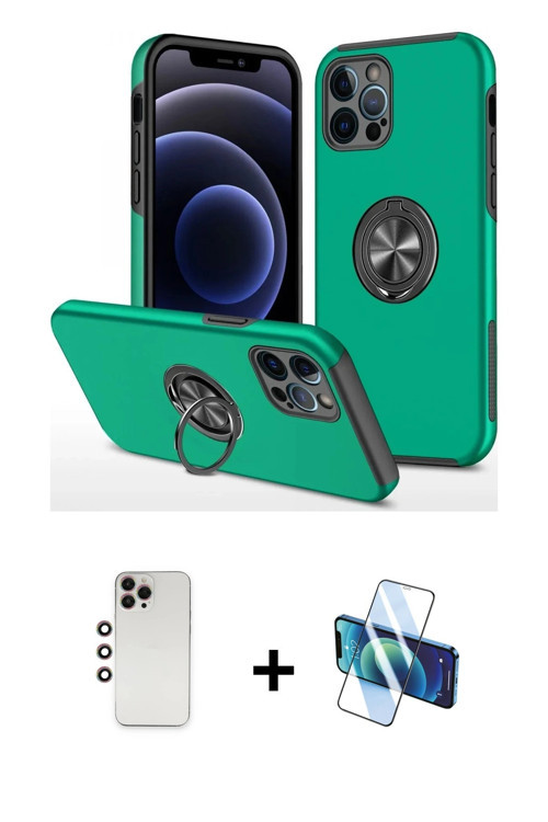 ieg™ iPhone 12 Pro Kılıf Odak Form Prime - Siyah 3D Antistatik Seramik Nano Ekran Koruyucu + Gökkuşa