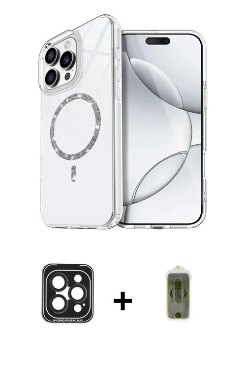ieg™ iPhone 15 Pro Max Kılıf Kıvılcım Form Prime - Siyah Joko Magic 5D Hayalet Cam + Siyah PVD Metal
