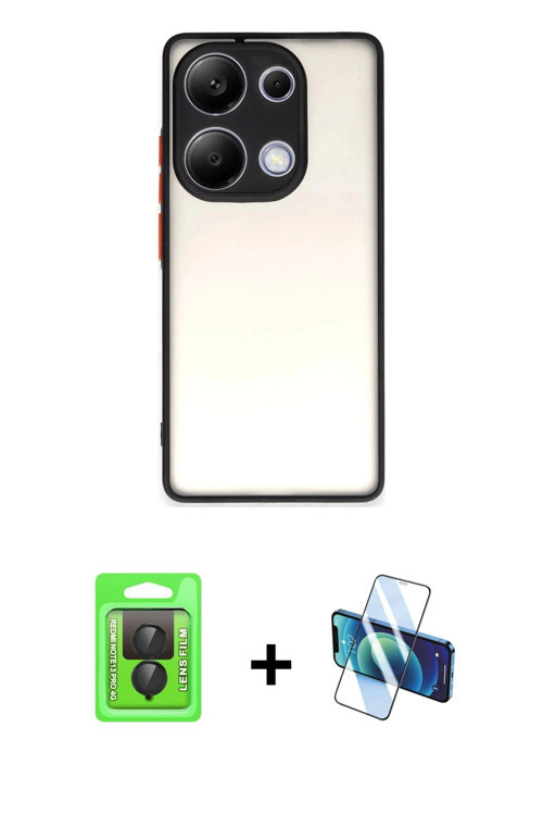 ieg™ Redmi Note 13 Pro 4G Kılıf Ahenk Çizgi Serisi - Siyah 3D Antistatik Cam Ekran Koruyucu + Siyah