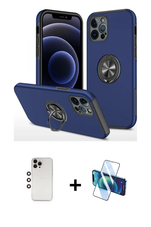 ieg™ iPhone 12 Pro Kılıf Odak Form Prime - Siyah 3D Antistatik Seramik Nano Ekran Koruyucu + Gökkuşa