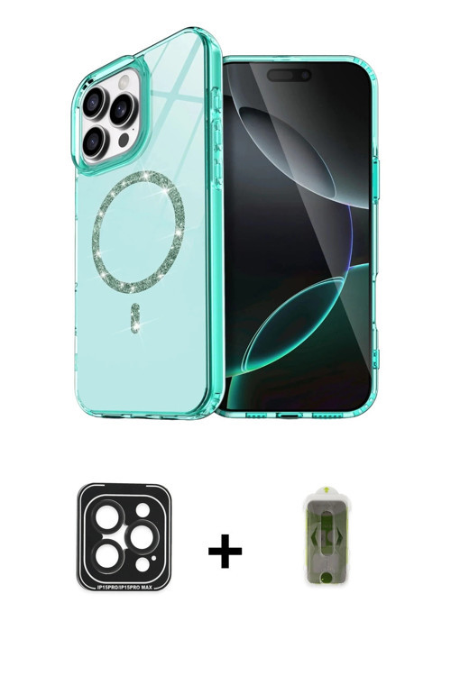 ieg™ iPhone 15 Pro Max Kılıf Kıvılcım Form Prime - Siyah Joko Magic 5D Hayalet Cam + Siyah PVD Metal