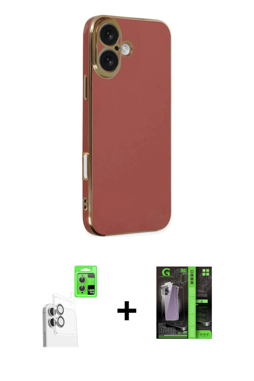 ieg™ iPhone 16 Kılıf Yankı Serisi - Şeffaf 360 Full Body Arka Koruyucu + Beyaz Raze Metal Kamera Len