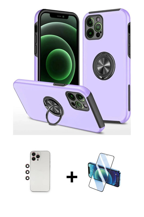 ieg™ iPhone 12 Pro Kılıf Odak Form Prime - Siyah 3D Antistatik Seramik Nano Ekran Koruyucu + Gökkuşa